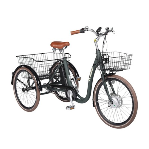 FYNDEX  - Elcykel Trehjulig Elcykel Evobike Elegant  24 tum 250W 2021 - Olivgrön