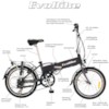 Elcykel EvoBike Travel, Hopfällbar 2014-2016 - Svartmetallic
