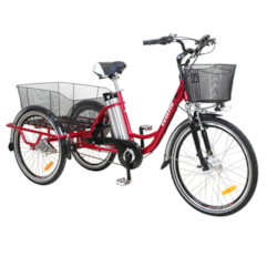 Trehjulig Elcykel EvoBike Grande 26/24 tum 2015-2018 - Röd