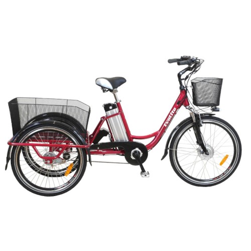 Trehjulig Elcykel EvoBike Grande 26/24 tum 2015-2018 - Röd