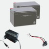 Paketpris - 2 st 12V12Ah batterier, laddare och laddningsingång